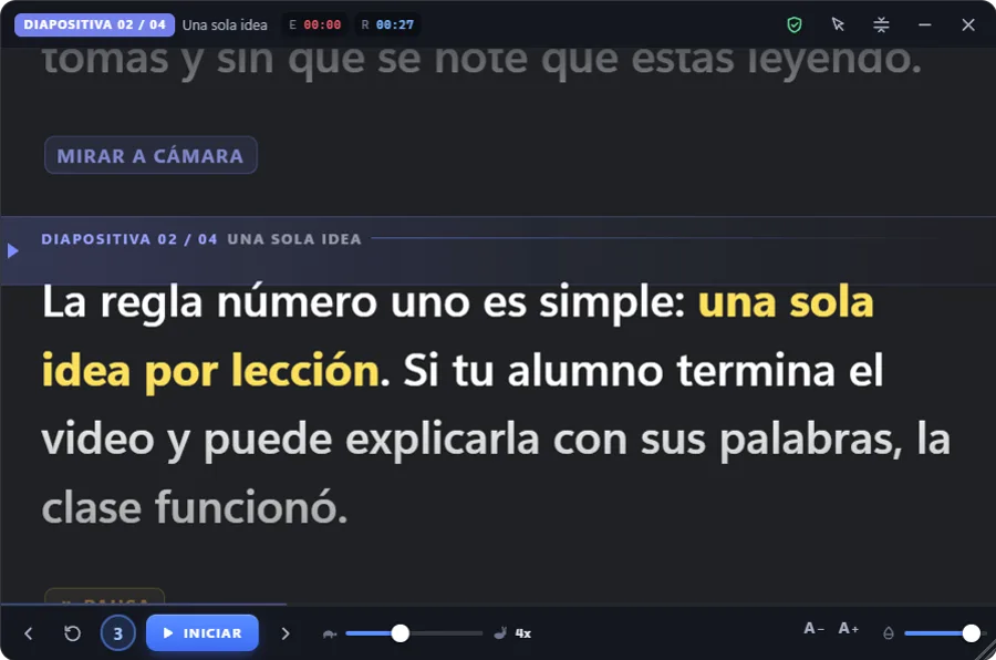 Ventana flotante del teleprompter
